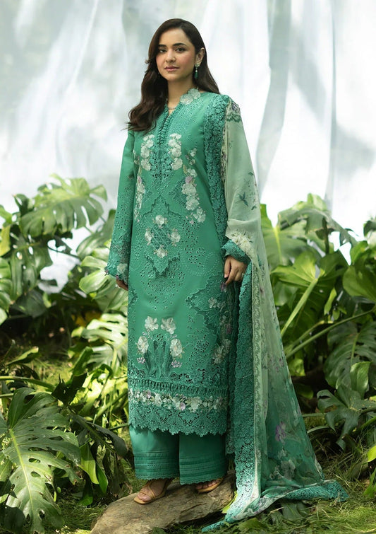 Premium Mint Green Embroidered Lawn 3-Piece Unstitched Suit