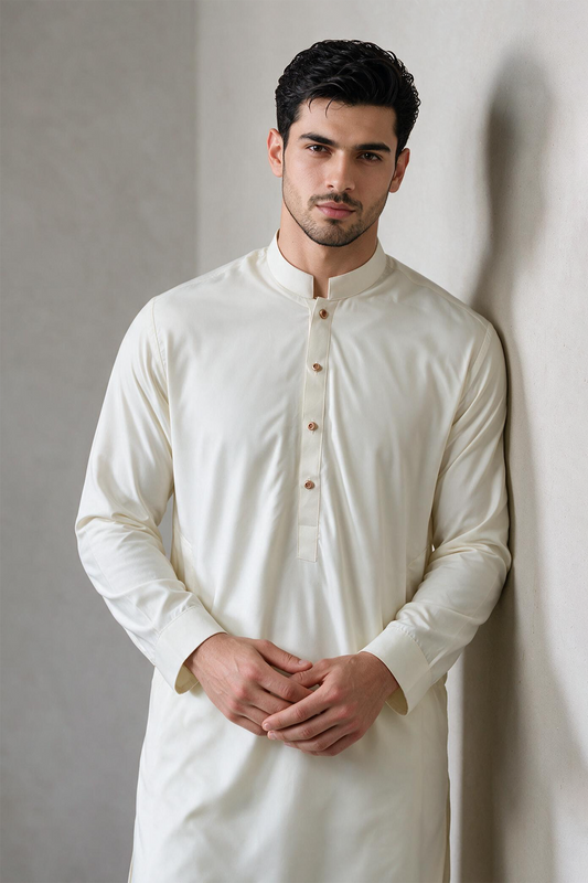 Premium Off-White Men's Unstitched Wash & Wear Fabric